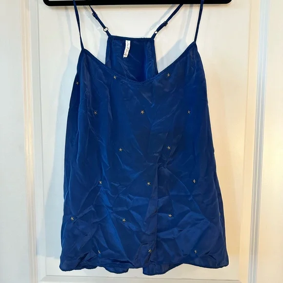 Willow & Clay Navy with Gold Metal Stars on Front Sleeveless Tank, size Large - Picture 9 of 9